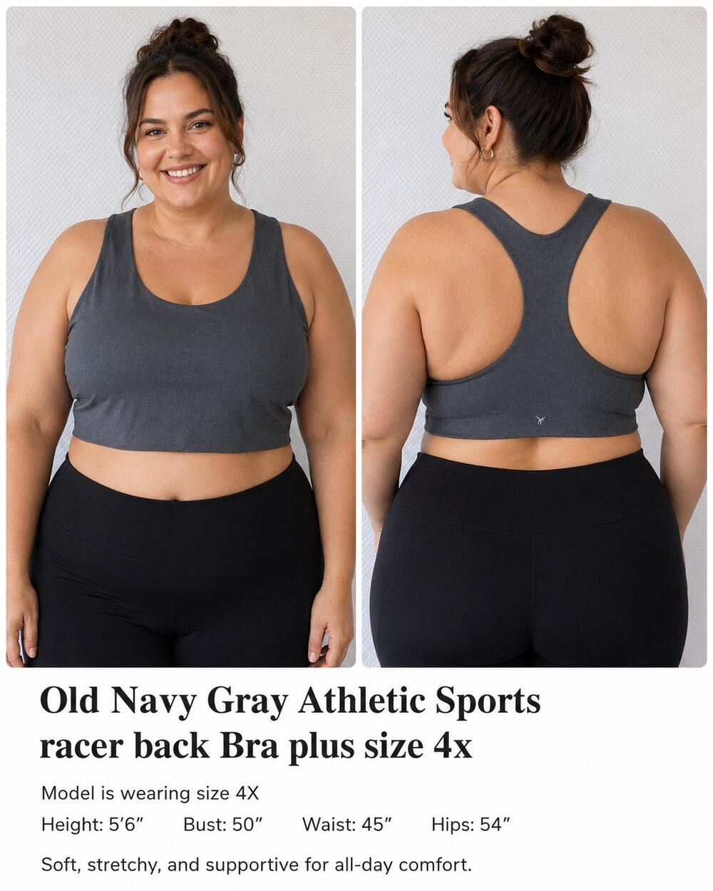 Old Navy Gray Athletic Sports racer back Bra plus size 4x